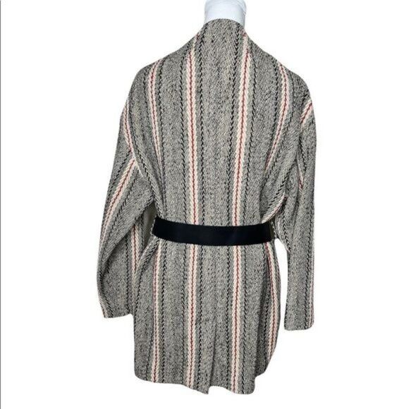 ba&sh Manteau Yumi Muscade Patterned Knit Coat Medium - Picture 7 of 14